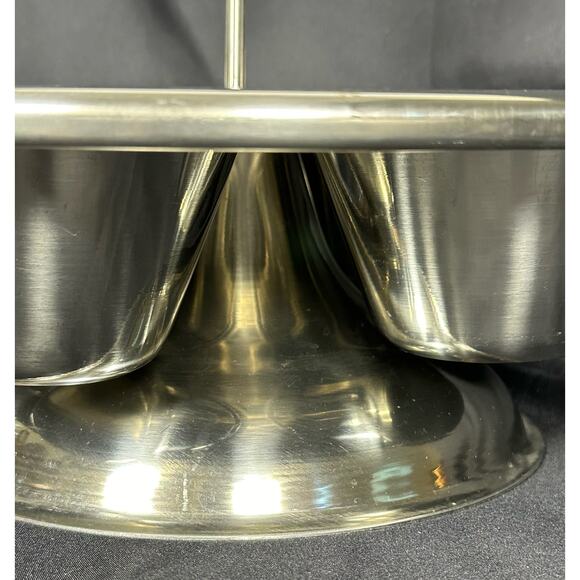 Mid-Century Modern Large Stainless Condiment Snack Holder Lazy Susan - Picture 2 of 7